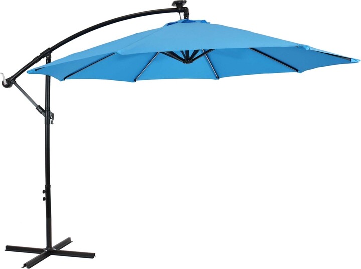 Sunnydaze Decor 9.5 ft Solar Cantilever Offset Patio Umbrella Azure