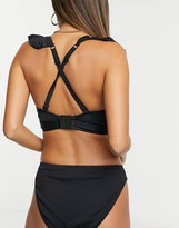 Thumbnail for your product : Pour Moi? Pour Moi Fuller Bust Space frill bikini top in black