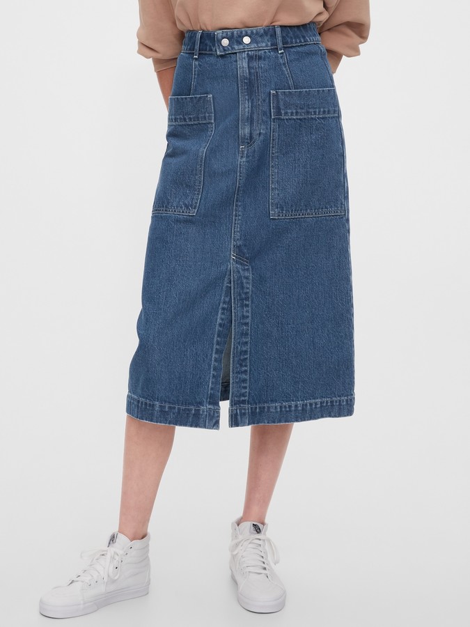 denim midi skirt canada