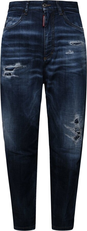 DSQUARED2 Distressed Logo Patch Jeans - ShopStyle