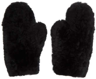 Yves Salomon Black Fur Handwarmer Gloves