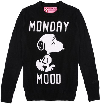 MC2 Saint Barth Black Woman Sweater Monday Mood Snoopy - Special Edition