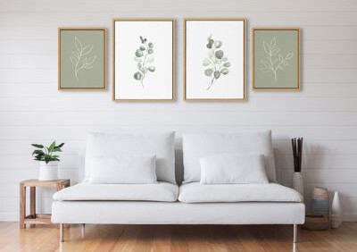 Red Barrel Studio Ariadne Eucalyptus 4 Piece Set Framed On Canvas by Maja Mitrovic Of Makes My Day Happy Print