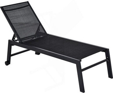 Ebern Designs Outdoor Lounge Chair Patio Lounger With 5-Position Reclining Backrest And 2 Wheels Pool Lounge Chairs Lounge Chair Outdoor