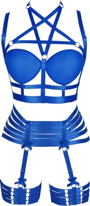 Plus Size Women Sexy Harness Open Bra Lingerie Set Bodysuit G
