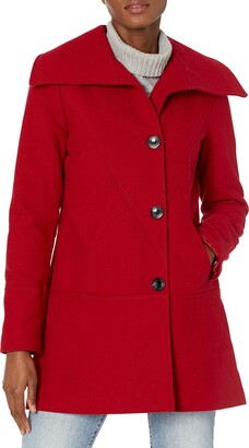Kensie Women's Single-Breasted Wool-Blend Coat with Oversized Collar