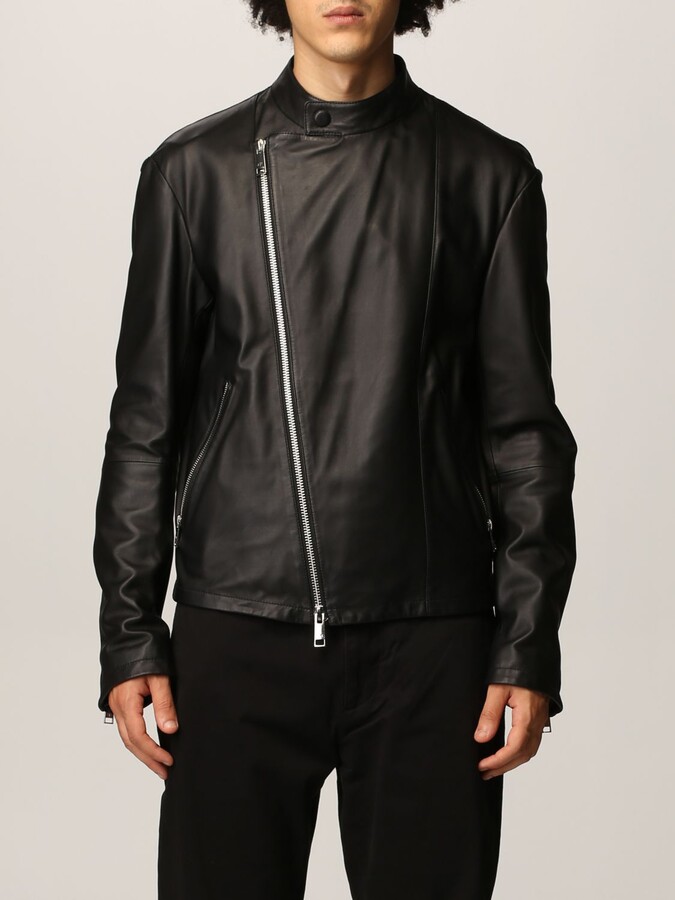 Armani Leather Jacket Mens | Shop the world's largest collection of fashion  | ShopStyle