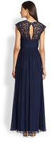 Thumbnail for your product : Aidan Mattox Lace-Top Silk Chiffon Gown