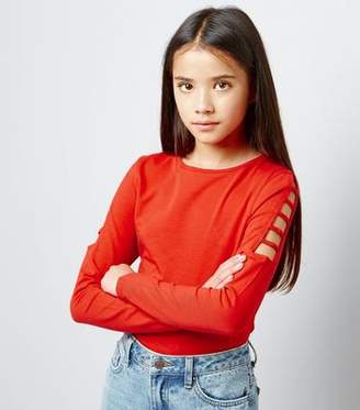 New Look Girls Orange Cut Out Long Sleeve Top