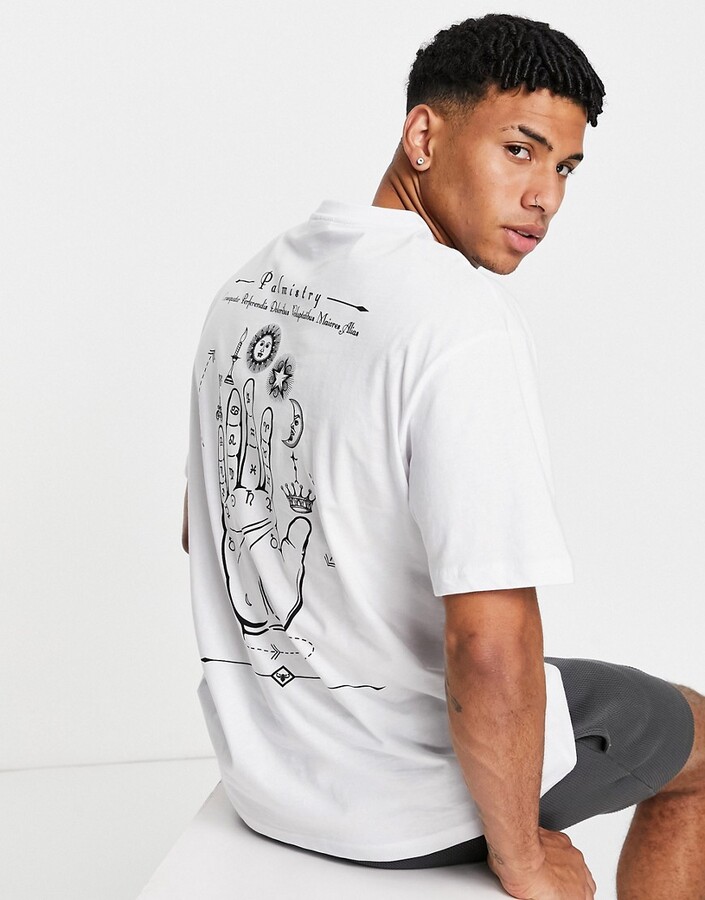 ONLY & SONS oversized t-shirt with hand of destiny back print in white -  ShopStyle