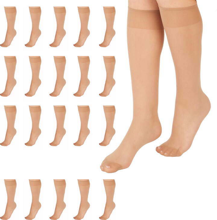 L’eggs Everyday Women’s Classic Knee High Stockings Sheer Toe 20 Pack
