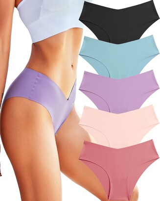 FINETOO Seamless Briefs Women's Seamless Hipster Soft Panties Invisible Underwear  Sexy Underwear Women No Show Underwear V-Waist Briefs Multipack of 5 XS-L…  - ShopStyle Knickers