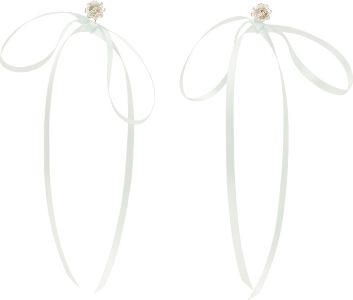 Simone Rocha Blue Bow Ribbon Stud Earrings