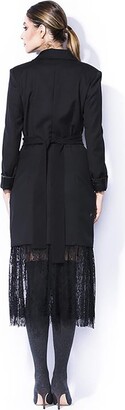 Bluzat Women's Black Blazer Dress With Lace Hem