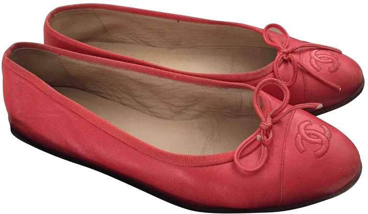 Chanel Red Leather Ballet flats