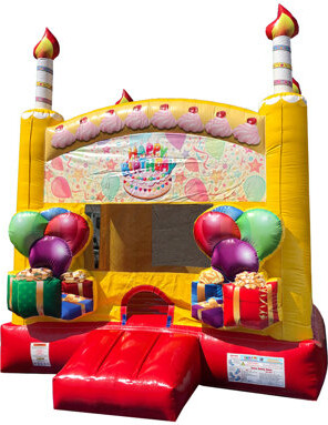 Jingo Jump 13' x 13' Birthday Cake Bounce House with Air Blower