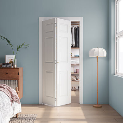 SMARTSTANDARD White Primed Manufacture Wood 3-Panel Bi-Fold Door With Hardware Kit