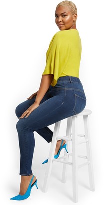 New York & Co. Mya Curvy High-Waisted Sculpting No Gap Super-Skinny Ankle Jeans - Foxy Blue |