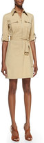 Thumbnail for your product : Michael Kors Belted Zip Poplin Shirtdress, Sandstone