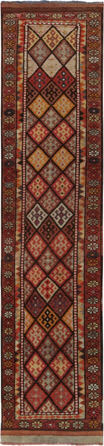 1stDibs Vintage Turkish Tribal Runner In Red & Beige Geometric Motifs By Rug & Kilim