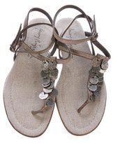Thumbnail for your product : Henry Beguelin Coin-Embellished Leather Sandals