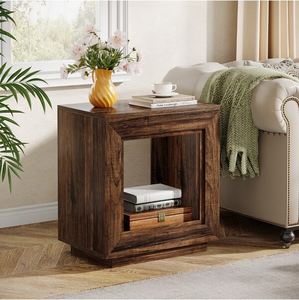MAYEERTY End Table Wood Square Side Table Nightstands with Storage