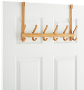 Thumbnail for your product : Container Store 6-Hook Bamboo Overdoor Rack