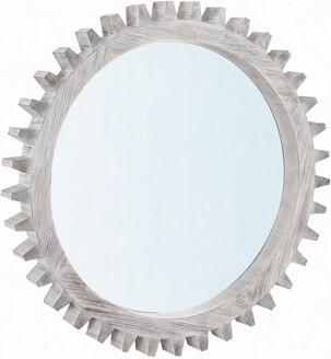 Williston Forge Round Hanging Gear Shape Heavy Decorative Mirror For Bathroom Living Room Entryway Or Put Together To Your Liking.(Antique White Washed)