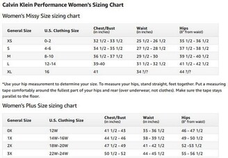 calvin klein size chart canada
