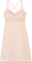 Thumbnail for your product : Eberjey Zelia Lace-trimmed Stretch-cotton Chemise - Pastel pink