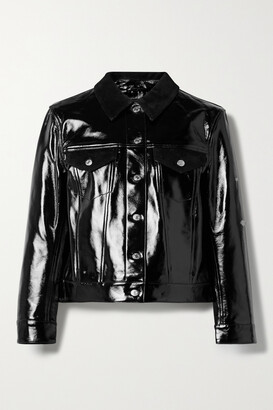 Helmut Lang Suede-trimmed Patent-leather Jacket - Black