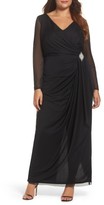 Thumbnail for your product : Marina Plus Size Women's Embellished Faux Wrap Gown