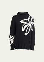 Floral-Embroidered Cashmere Sweater 