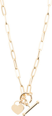 TJMAXX 14K Gold Chain Heart Charm T Bar Necklace For Women ShopStyle
