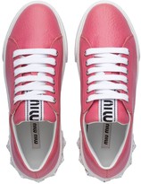 Thumbnail for your product : Miu Miu Embellished Heel Leather Sneakers