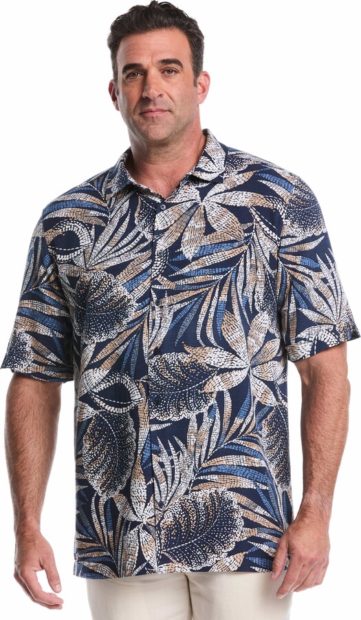 Big And Tall Tropical Print Short Sleeve Shirt
