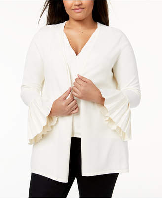 Charter Club Plus Size Pleated-Sleeve Cardigan, Created for Macy's