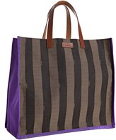 Thumbnail for your product : Fendi cobalt and brown striped canvas tote