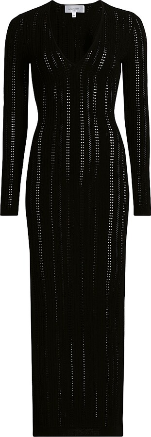 Women's Sai V-Neck Knit Maxi Dress - Black - Size Large