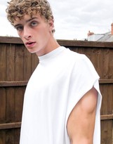 Thumbnail for your product : ASOS DESIGN extreme oversized longline sleeveless t-shirt in white