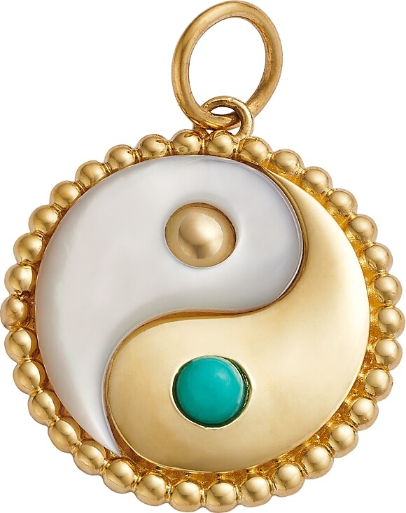 Moon & Meadow 14K Yellow Gold Turquoise & Mother Of Pearl Yin Yang Charm