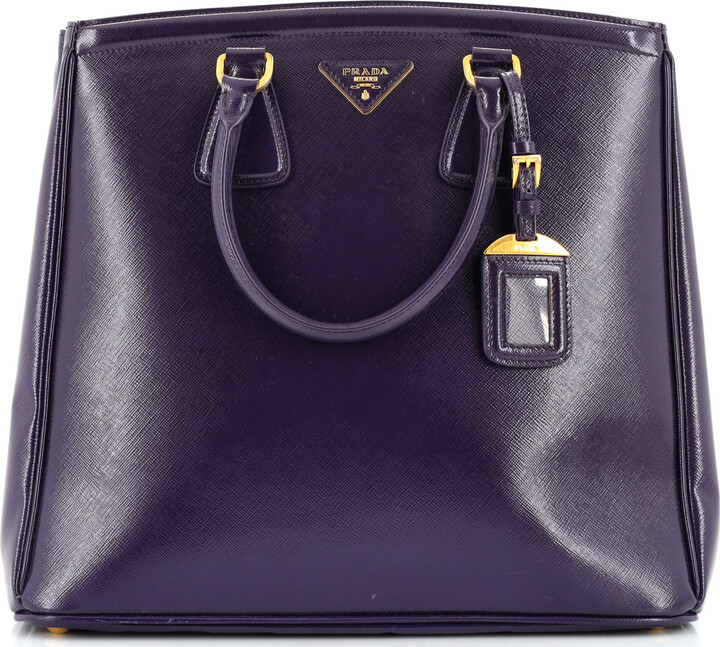 Prada Saffiano Vernice Boston Bag - Blue Handle Bags, Handbags