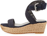 Thumbnail for your product : Stuart Weitzman Alexlo Crochet Wedge Sandal, Navy