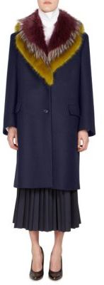 Dries Van Noten Faux Fur Wool Coat