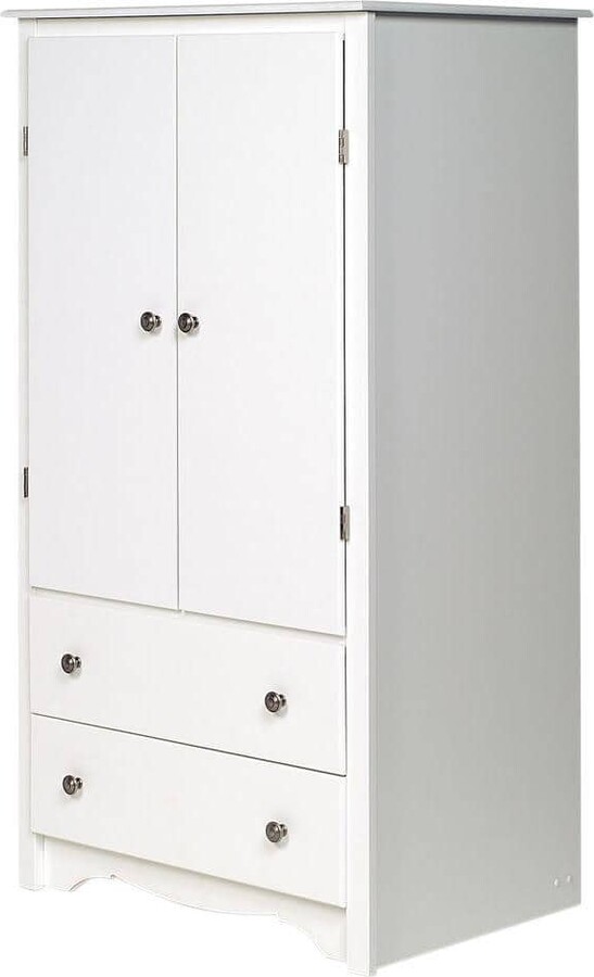 Prepac Sonoma White Engineered Wood 31.5 in. Armoire Dresser for Bedroom with Adjustable Shelf and 2-Doors and 2-Drawers