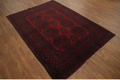 Bungalow Rose Tribal Red Elephant Foot Oriental Afghan Rug 5x7