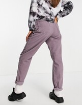 Thumbnail for your product : ASOS DESIGN high rise 'slouchy' mom jeans in lilac cord