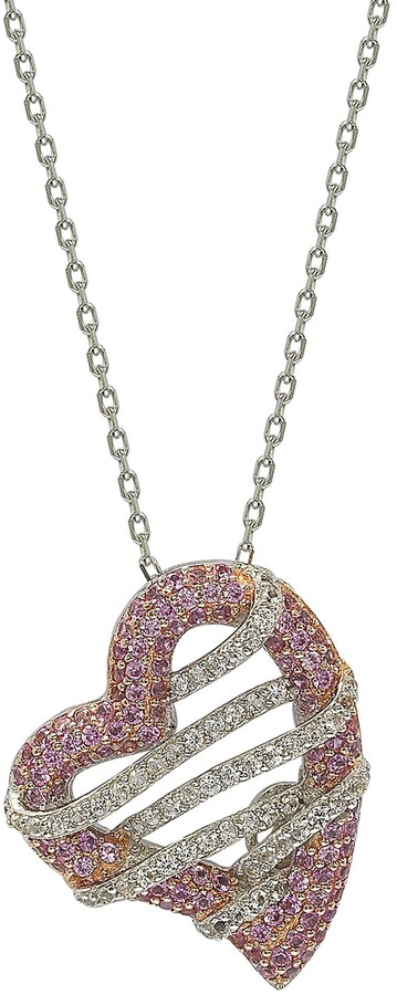 ALARRI 0.85 Carat 14K Solid Gold Heart Asks Mind Pink Topaz Necklace with 22 Inch Chain Length 