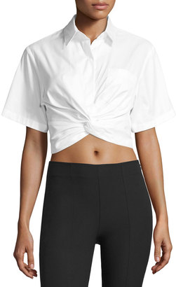 Alexander Wang T by Cotton Twill Twist-Front Blouse