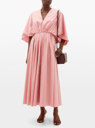Roksanda Amina Cape-sleeve Cotton-poplin Midi Dress - Pink